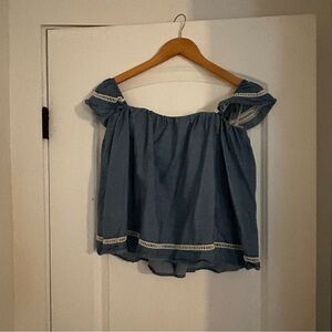 Lovers and Friends denim off the shoulder bustier top